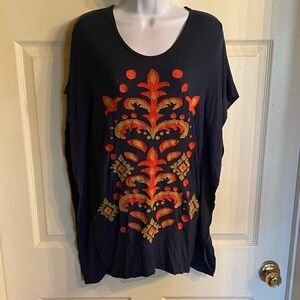 Ivy Jane Black Tunic with Orange Embroidery